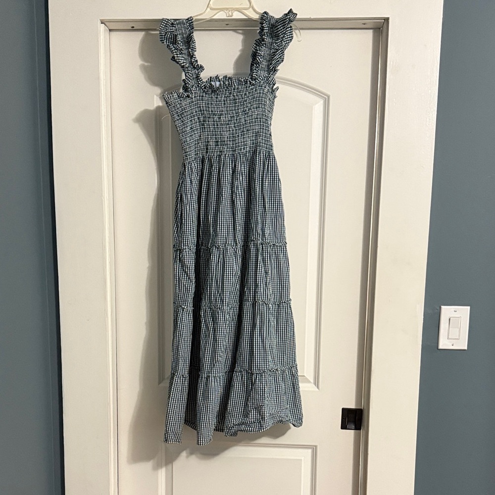 Hill House Green Gingham Midi Dress